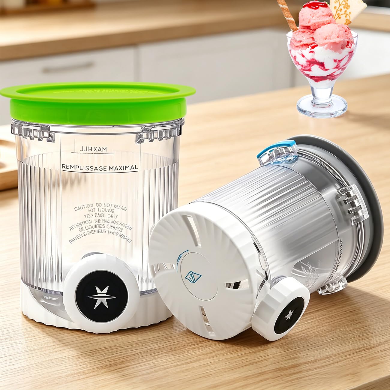 4 Stück Ersatz Behälter für Ninja CREAMi Scoop & Swirl Eismaschine NC701EUSTGD NC701EU NC701UK NC700 Serie, für Ninja Swirl Eisbehälter Becher mit Deckel Zubehör, BPA-frei & Spülmaschinenfest
