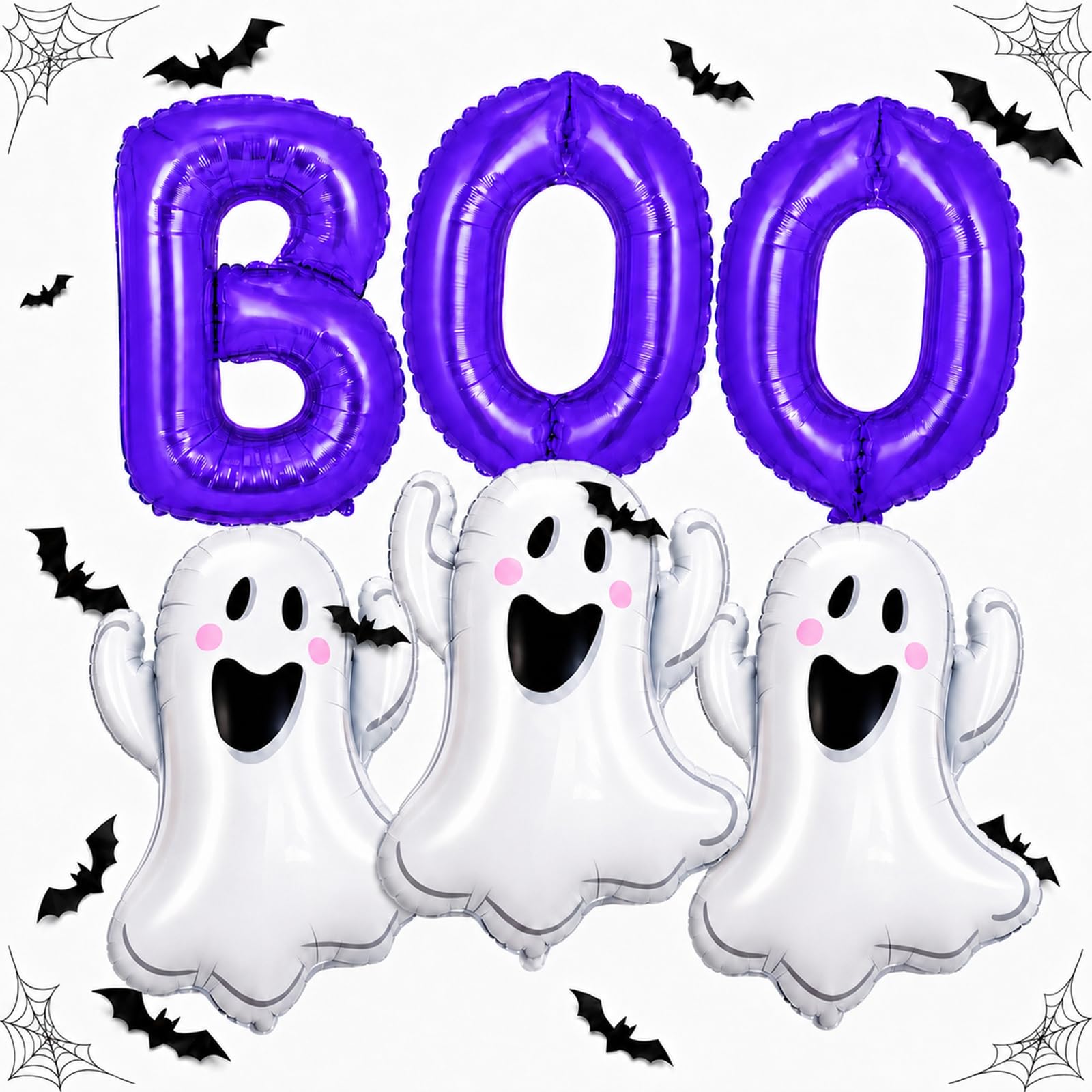 Froova Halloween Foil Balloons Purple Halloween Balloons Ghost Balloon BOO — image 1