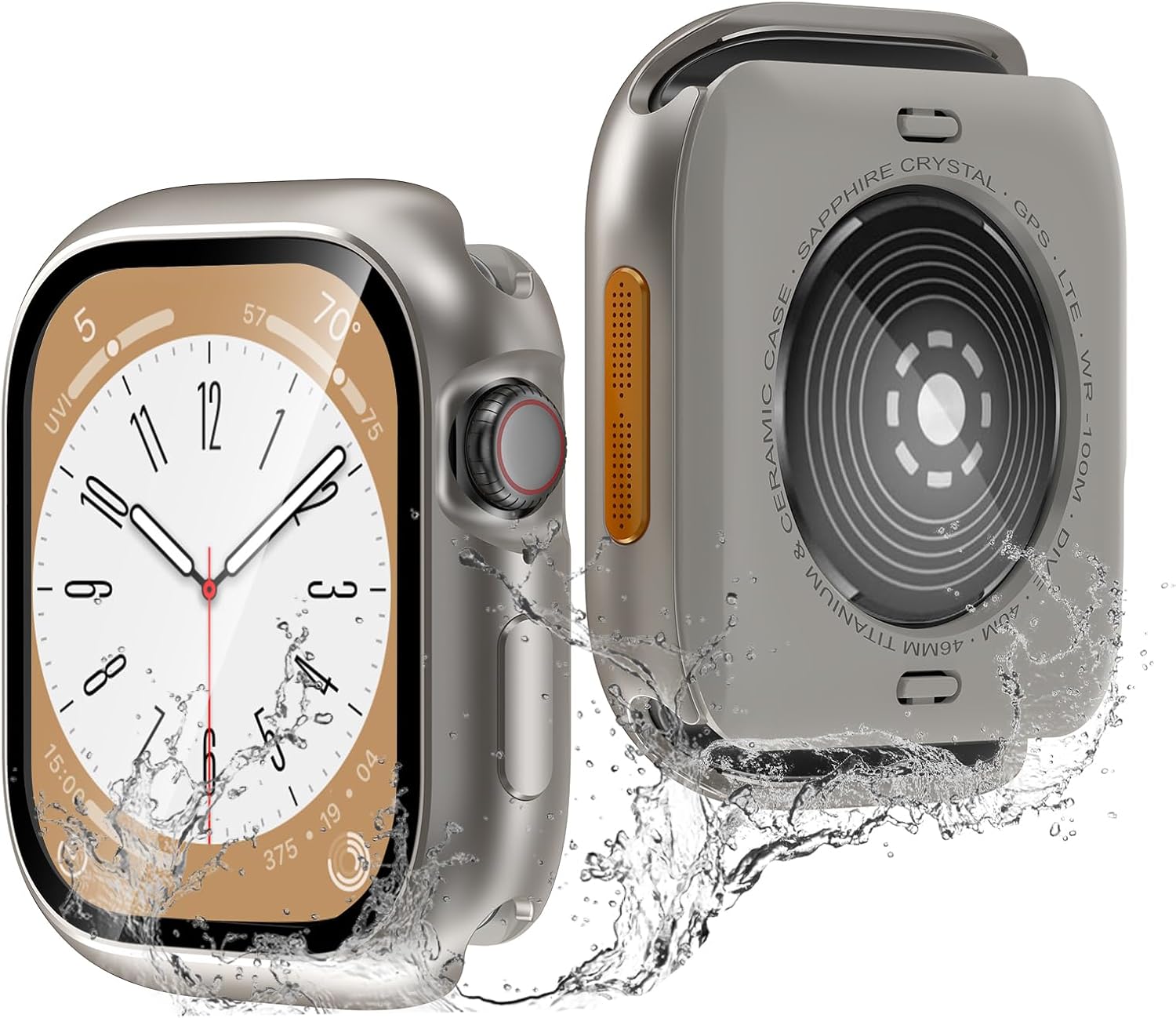 YIJDACASE [Metal Armor] Waterproof Case for Apple Watch Series 9/8/7 41mm, Military-Grade Shockproof Bumper Built-in Glass Screen Protector, 360 Full Protective Anti-Crack Cover, Titanium