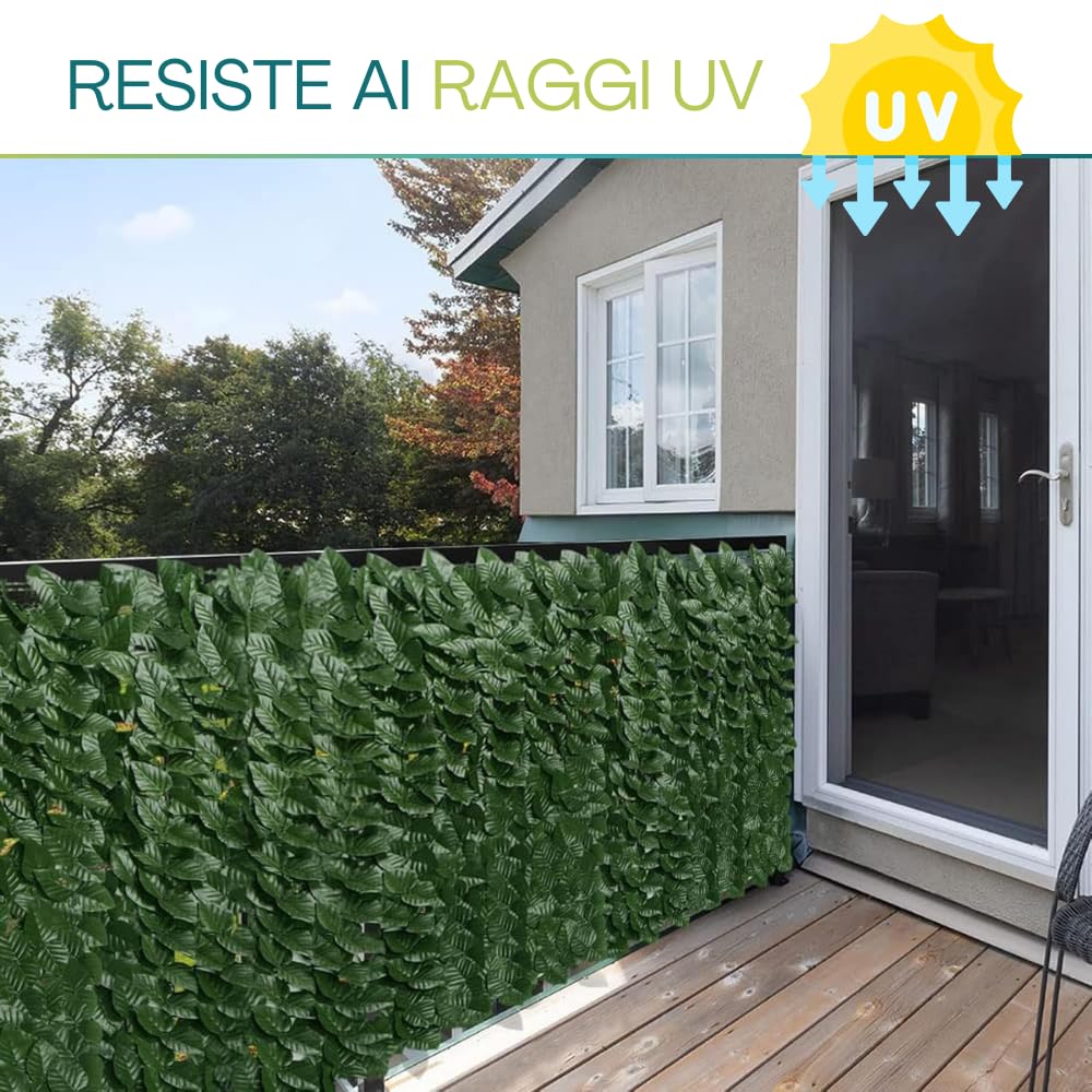 Palucart 3 siepi artificiali 1x3 m siepe da balcone artificiale edera 100x300 cm - M