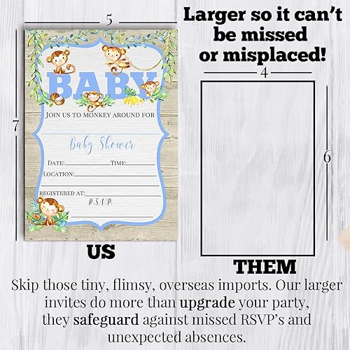 Miniatura 8 de AmandaCreation - Invitaciones para baby shower, 20 tarjetas de relleno de 5 x 7 pulgadas con veinte sobres blancos