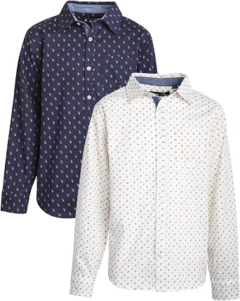 Ben Sherman Boys Dress Shirts - 2 Pack Long Sleeve Button Down Shirts with Chest Pocket - Collared Shirts for Boys 8-18