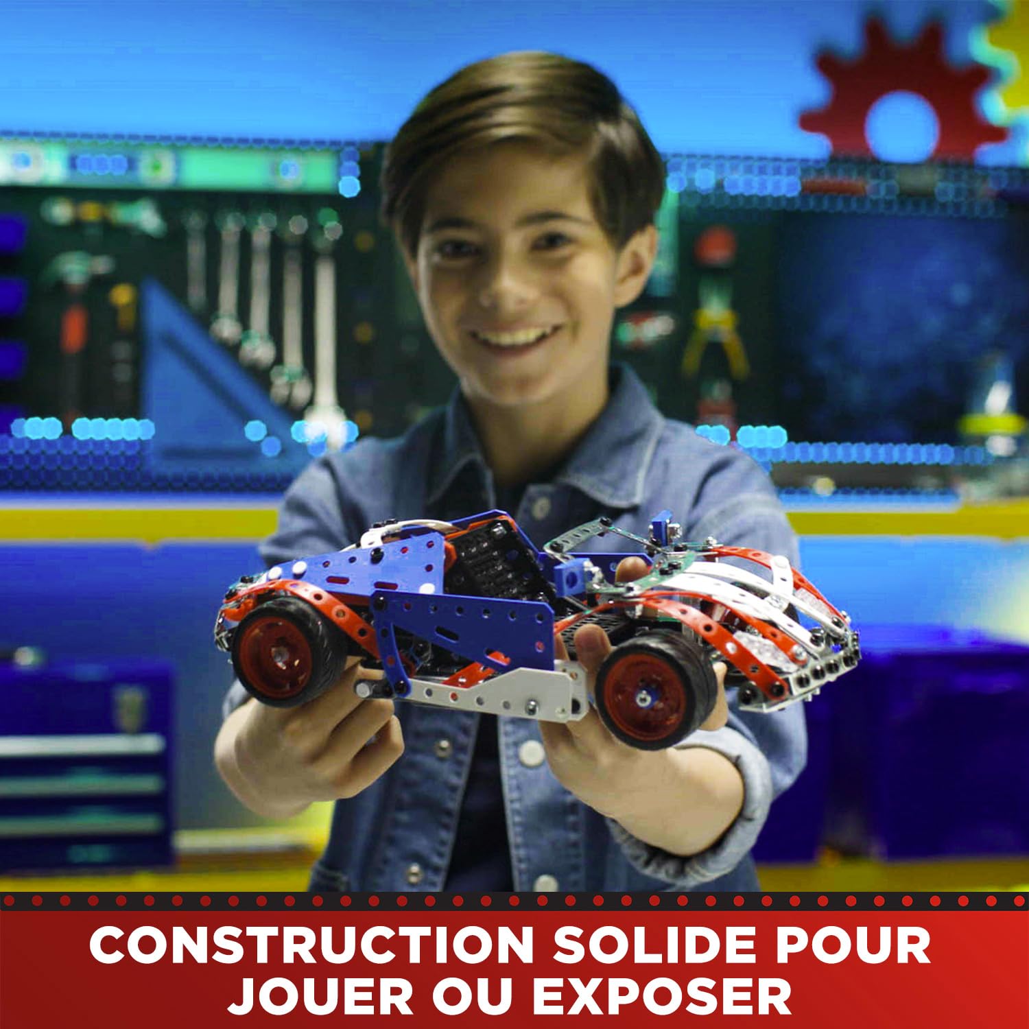 BANDAI - Meccano Baukoffer - Konstruktionsset 5-in-1 Fahrzeuge, Roboter, Eiffelturm - 437 Teile, Werkzeuge, Anleitung - Aktivitäts-Kit - Spielzeug ab 10 Jahren - APM20106