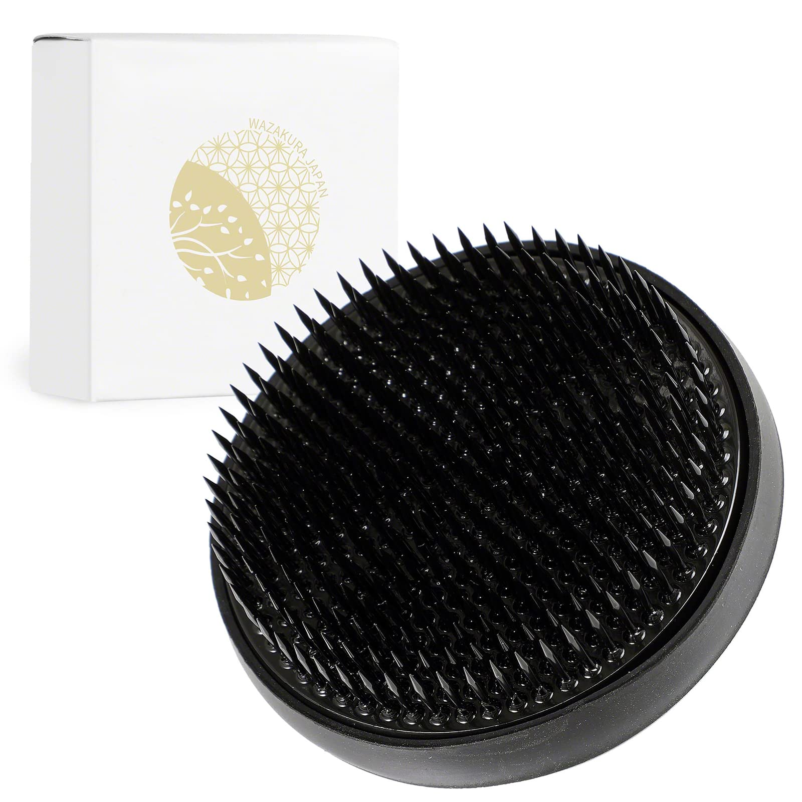 Wazakura Black Ikebana Kenzan Flower Holder 3.14" (80Mm) Round Flower Pin Cushion, Made In Japan, Arranging Accessories Pin Frog Tool - 3.14" Round Kenzan