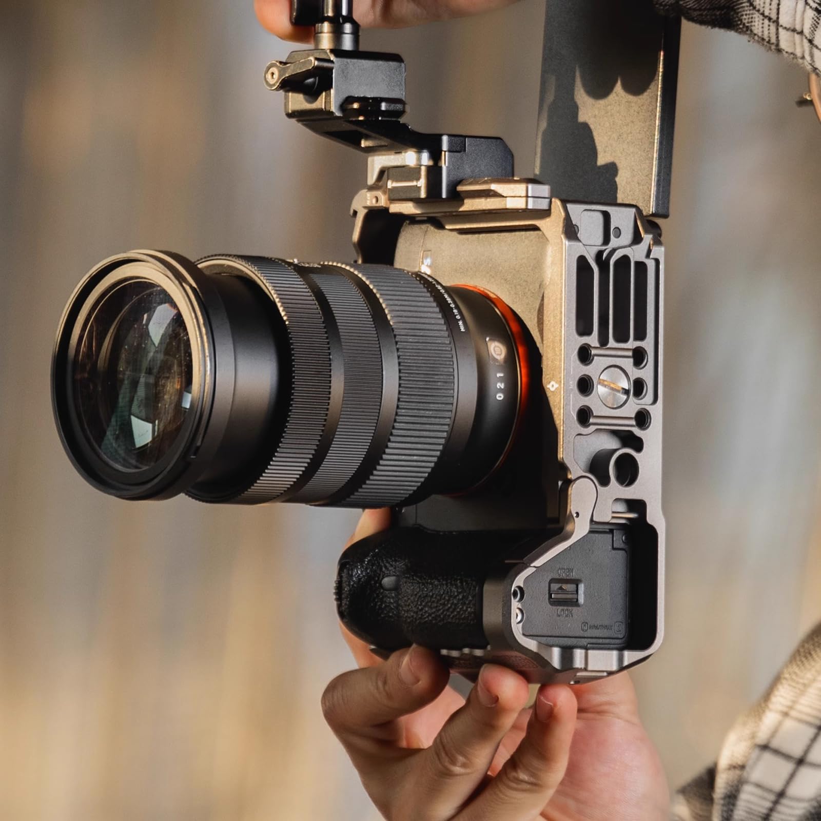Adattatore per impugnatura per fotocamera in alluminio resistente, adattatore di estensione per impugnatura laterale per fotografia professionale, impugnatura comoda, antiscivolo