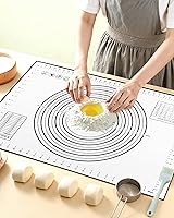 Huglux Silicone Pastry Baking Mat 27x20 Inch Non-Stick with Measurements for Cookies, Pie, Pizza, Fondant Dough Rolling