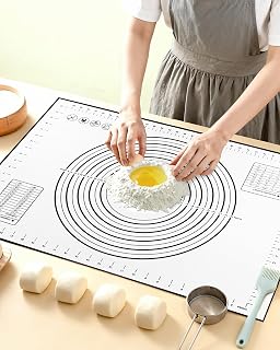 Huglux Silicone Pastry Baking Mat 27x20 Inch Non-Stick with Measurements for Cookies, Pie, Pizza, Fondant Dough Rolling