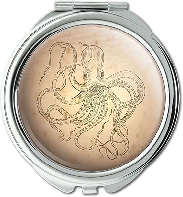 Vintage Ink Drawn Octopus Compact Purse Mirror