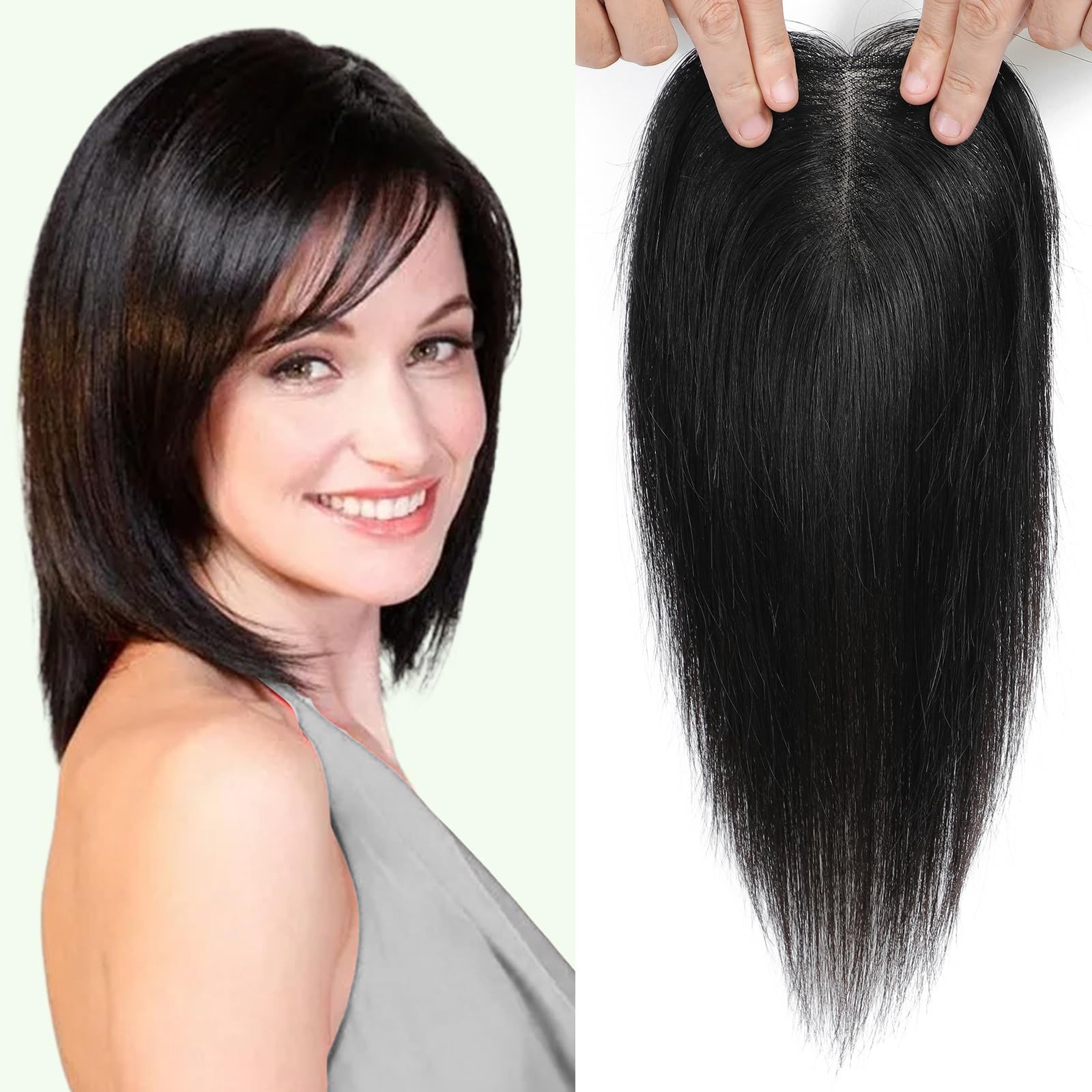 Amazon.com : Swiss Base Real Human Hair Toppers for Women  display picture 2