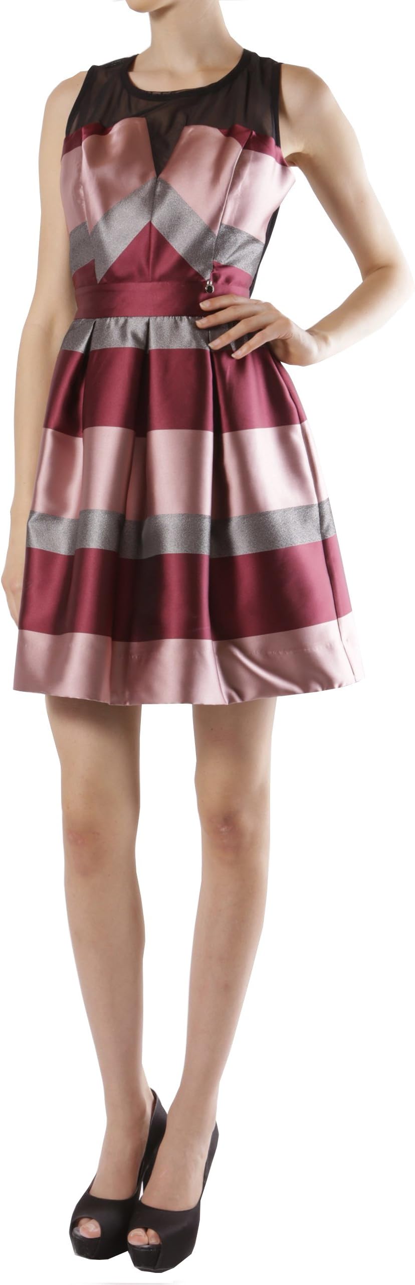 Rinascimento Abito Corto Donna Bordeaux/Rosa/Nero