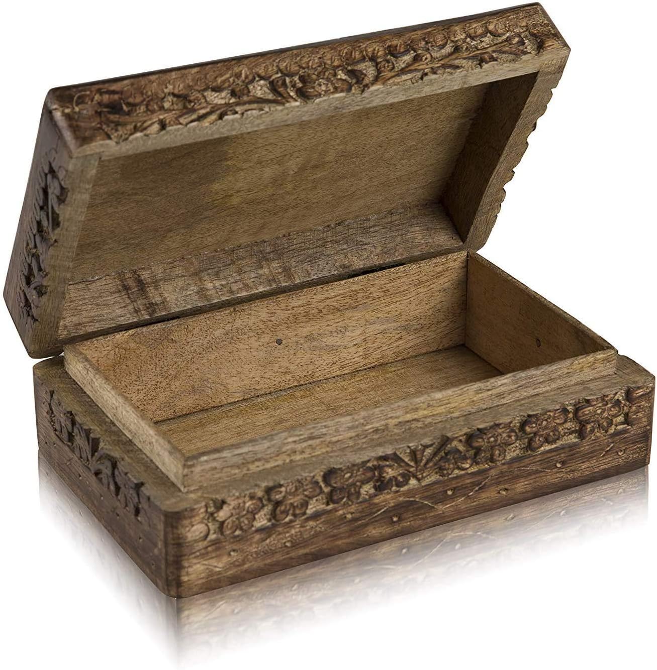 Birthday Gift Ideas Handmade Decorative Wooden Jewellery Box Jewellery Organizer Keepsake Box Treasure Chest Trinket Holder Watch Box Storage Box 8 x 5 Inches Anniversary Housewarming Gifts Women - Image 5
