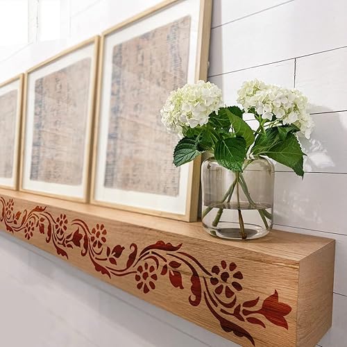 Miniatura 3 de GSS Designs - Plantillas florales para pintar sobre lienzo de madera, papel, pared y azulejos, plantilla de borde adornado de 12 x 12 pulgadas,