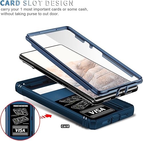 Miniatura 2 de Fetrim Funda para Google Pixel 6, Funda de teléfono con soporte de anillo de rotación para Google Pixel 6 - Azul