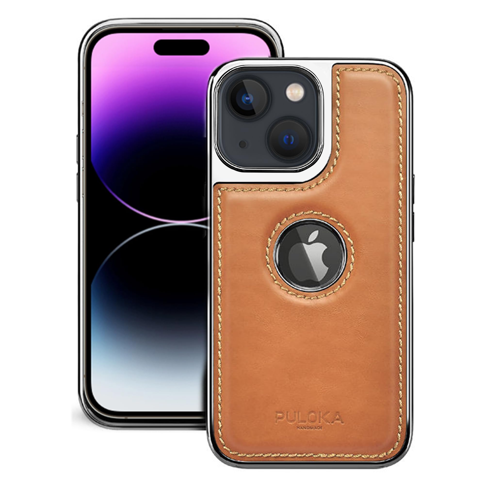 PULOKA Chrome Leather Back Case - Compatible with iPhone 13 - Luxury Bumper Case - Flexible Vegan Leather - Electroplated Sides & Logocut - Full Camera Protetection & Raised Edges - Beige (B0C8N9Z68J) Amazon Price History, Amazon Price Tracker