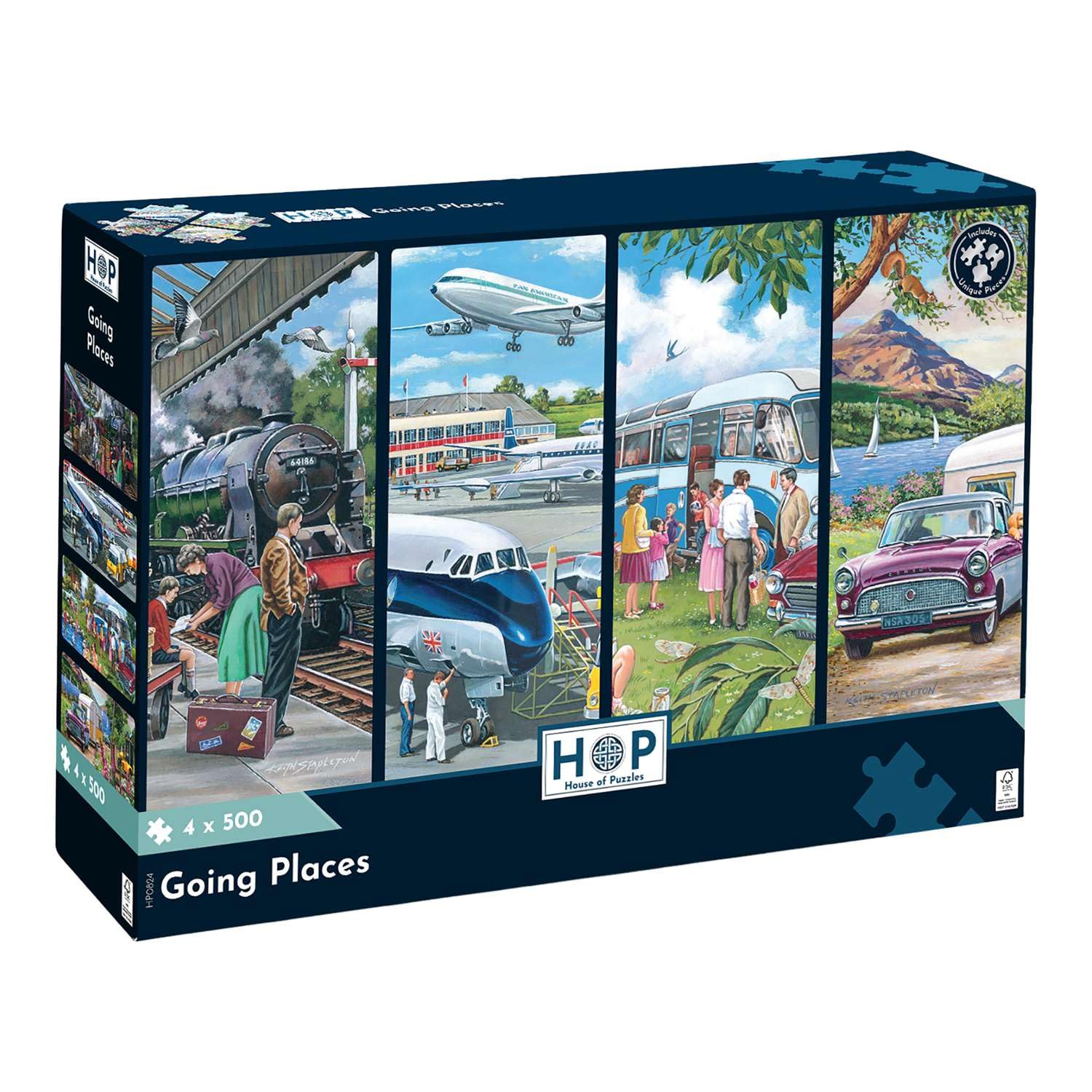 The House of Puzzles Going Places Puzzle 4 x 500 Piece Jigsaw Puzzle Pack โ image 1