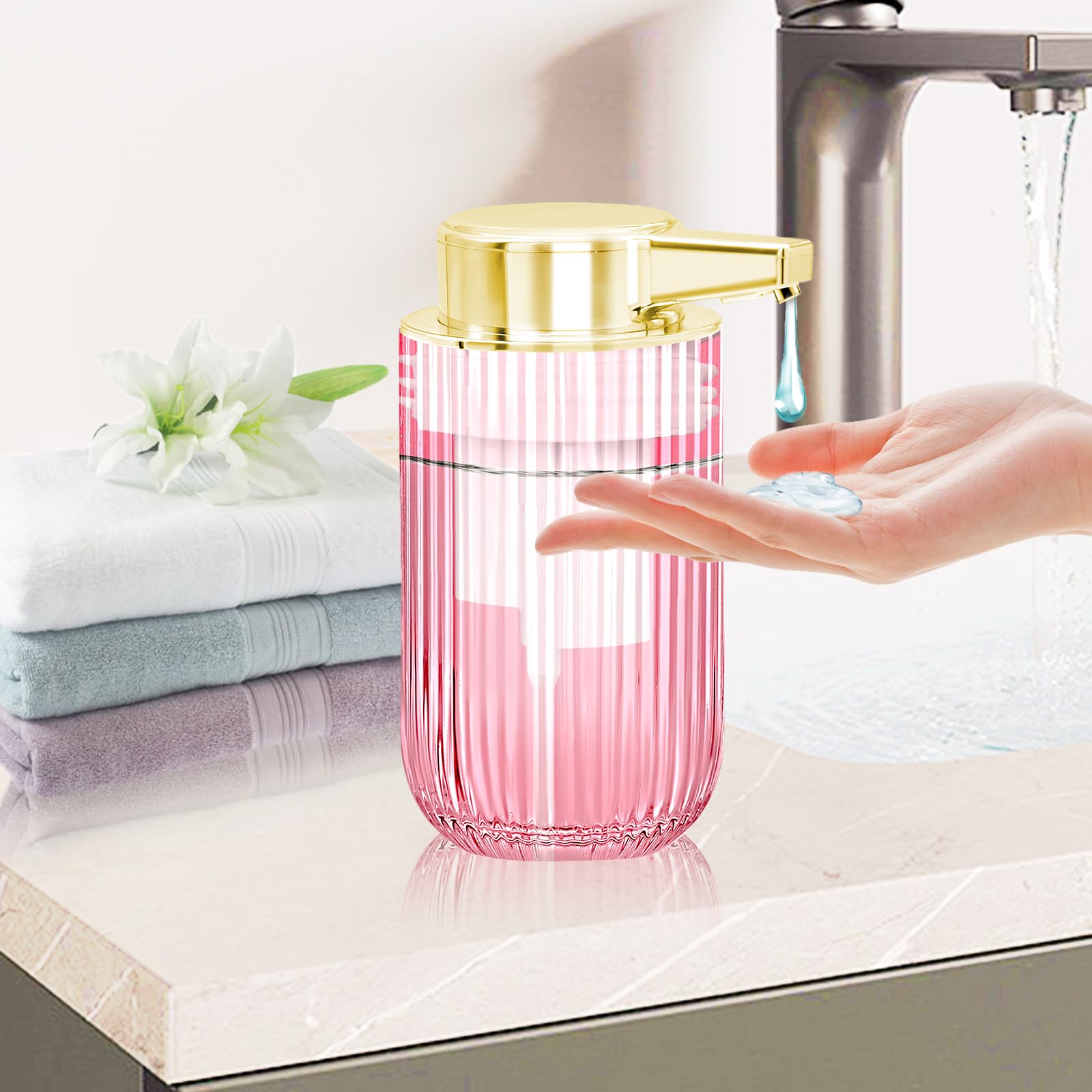 Distributeur Automatique de Savon en Verre sans Contact de 300 ML, Rechargeable, Mains Libres, avec Pompe à capteur électrique, Bouteille de Savon Rechargeable pour Salle de Bain, Cuisine, Vaisselle