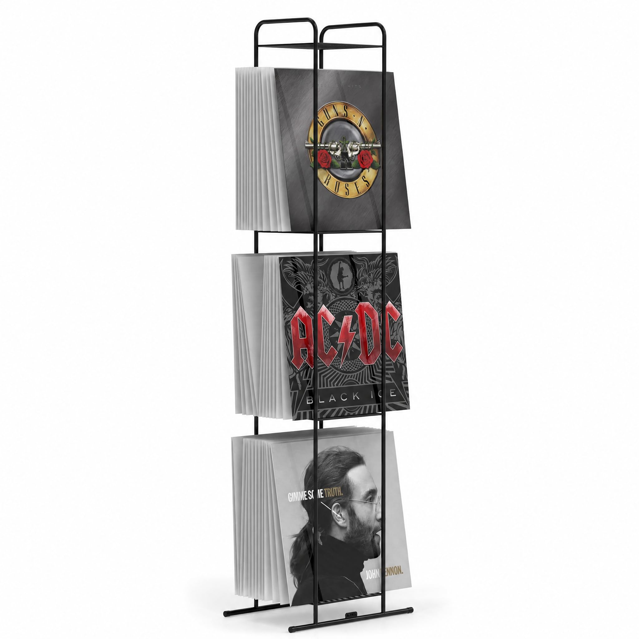 Zomo VS-Rack Vinya 150 Schallplattenständer – 300 x 190 x 1155 mm - Schwarz - 3 Ebenen Vinylregal aus Stahl – Design LP Standregal für bis zu 150 Schallplatten