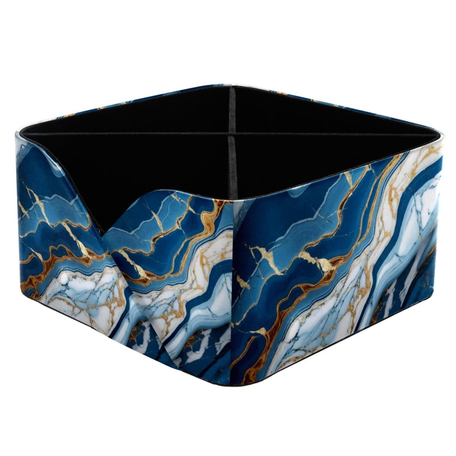 Porte-stylos rectangulaire bleu marbré pot à crayons et cosmétiques