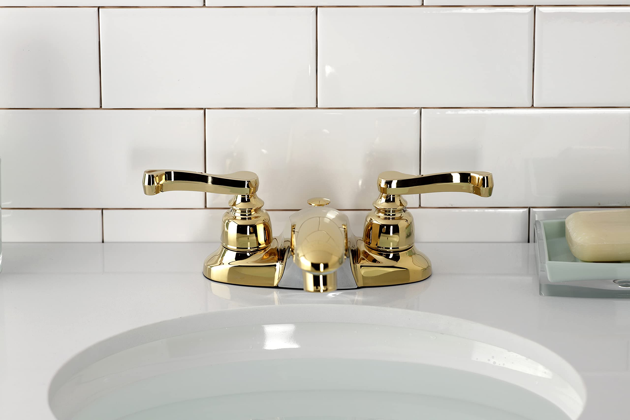 Kingston Brass GKB8622FL Llave de baño Central de 4 Pulgadas con Ventana emergente, latón Pulido