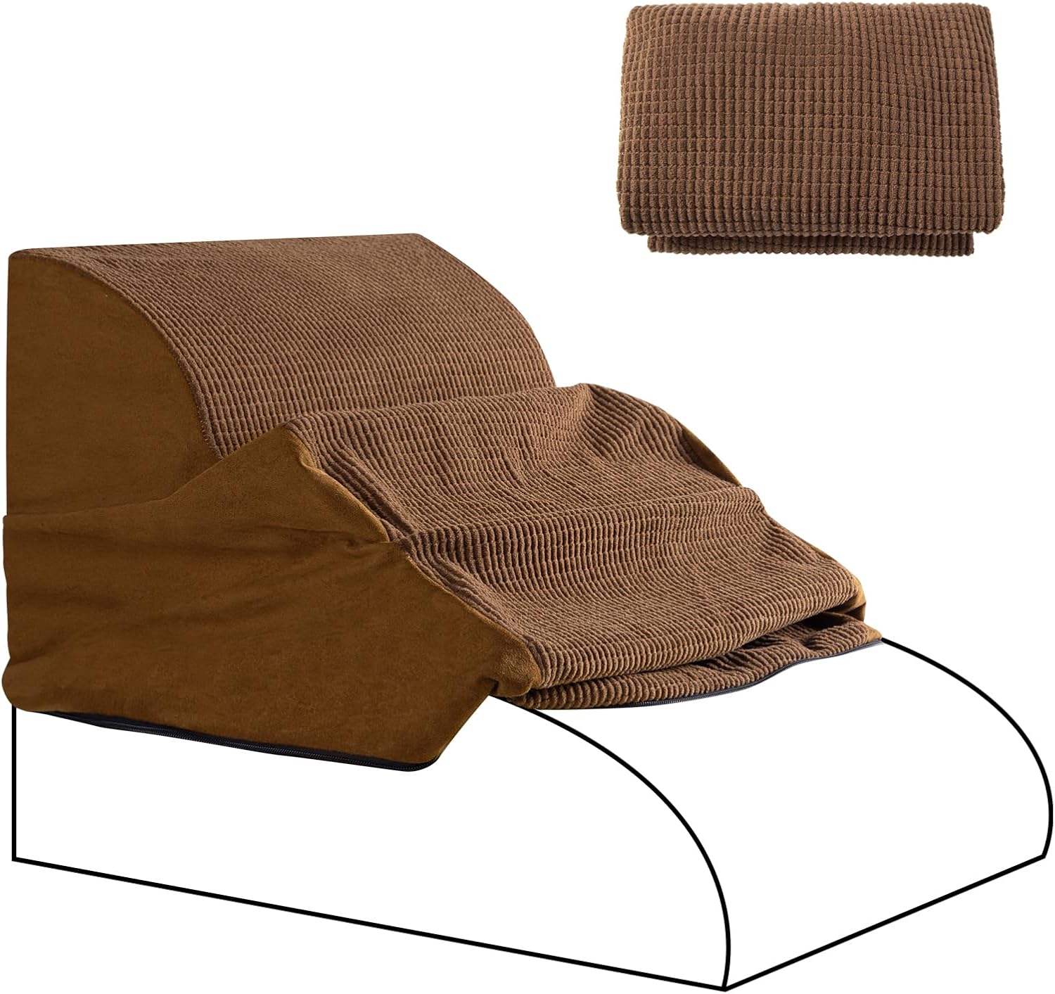 3 Steps Foam Dog Stairs Replacement Cover (for AODISMAN Dog Ramp Only), Suitable Size: 22.4" L*15.7" W*15.7" H,Brown Brown 3 L22.4" x W15.7" x H15.7"