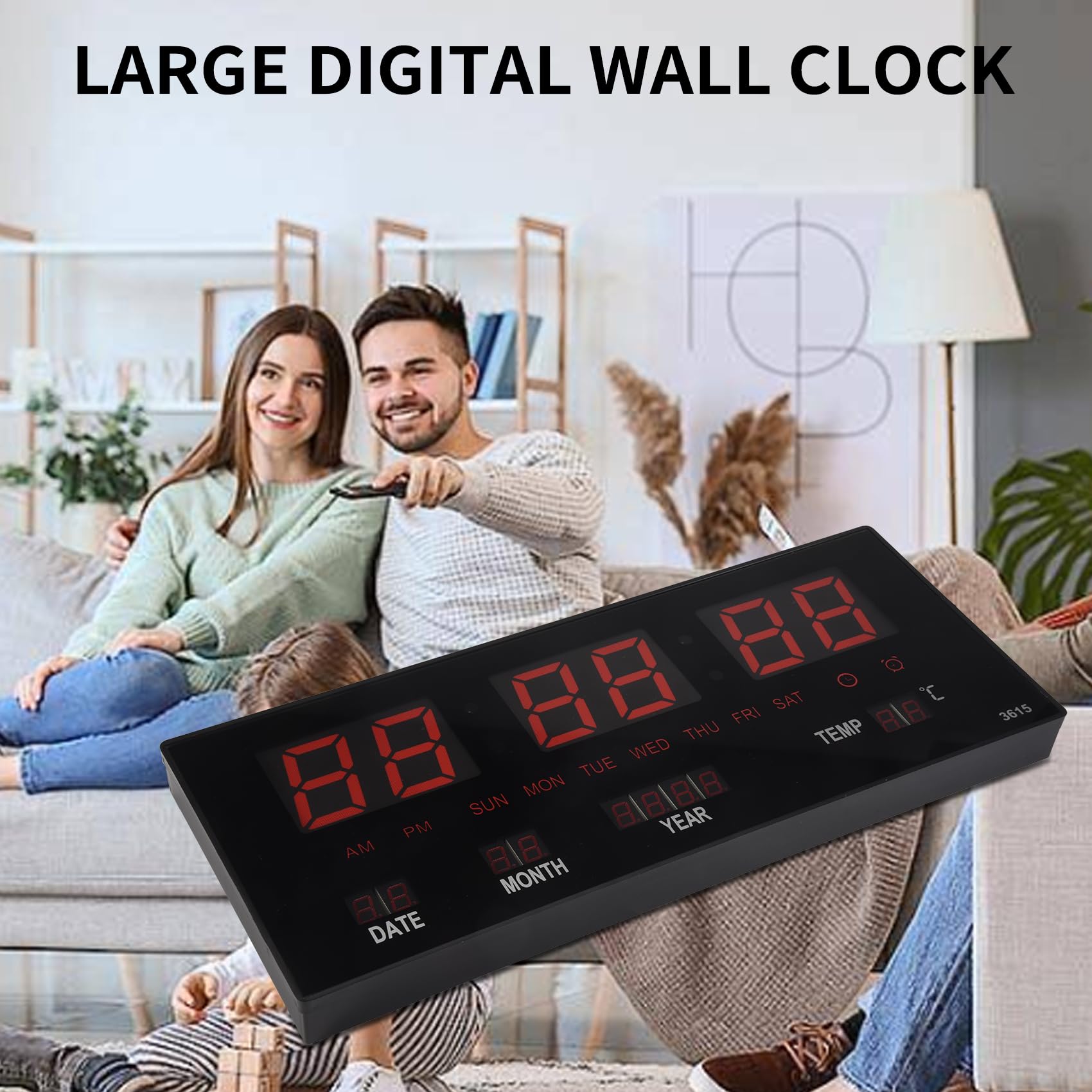 LED Calendario Perpetuo Orologio Elettronico Orologio da Parete Digitale Sveglia Orologio Orario con Suoneria Temperatura Orologi da Tavolo Home Office Rosso