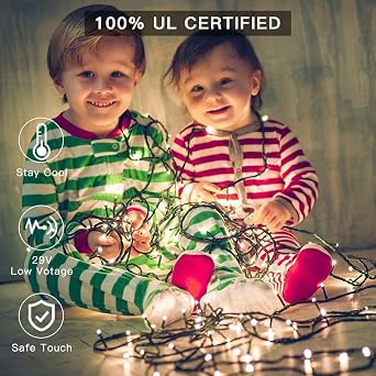 AmyHomie Color Changing Christmas Lights, 108Ft 300LED White Warm White String Lights, 8 Modes Waterproof Fairy String Lights for Outdoor & Indoor Christmas Tree Home Patio Garden Decor