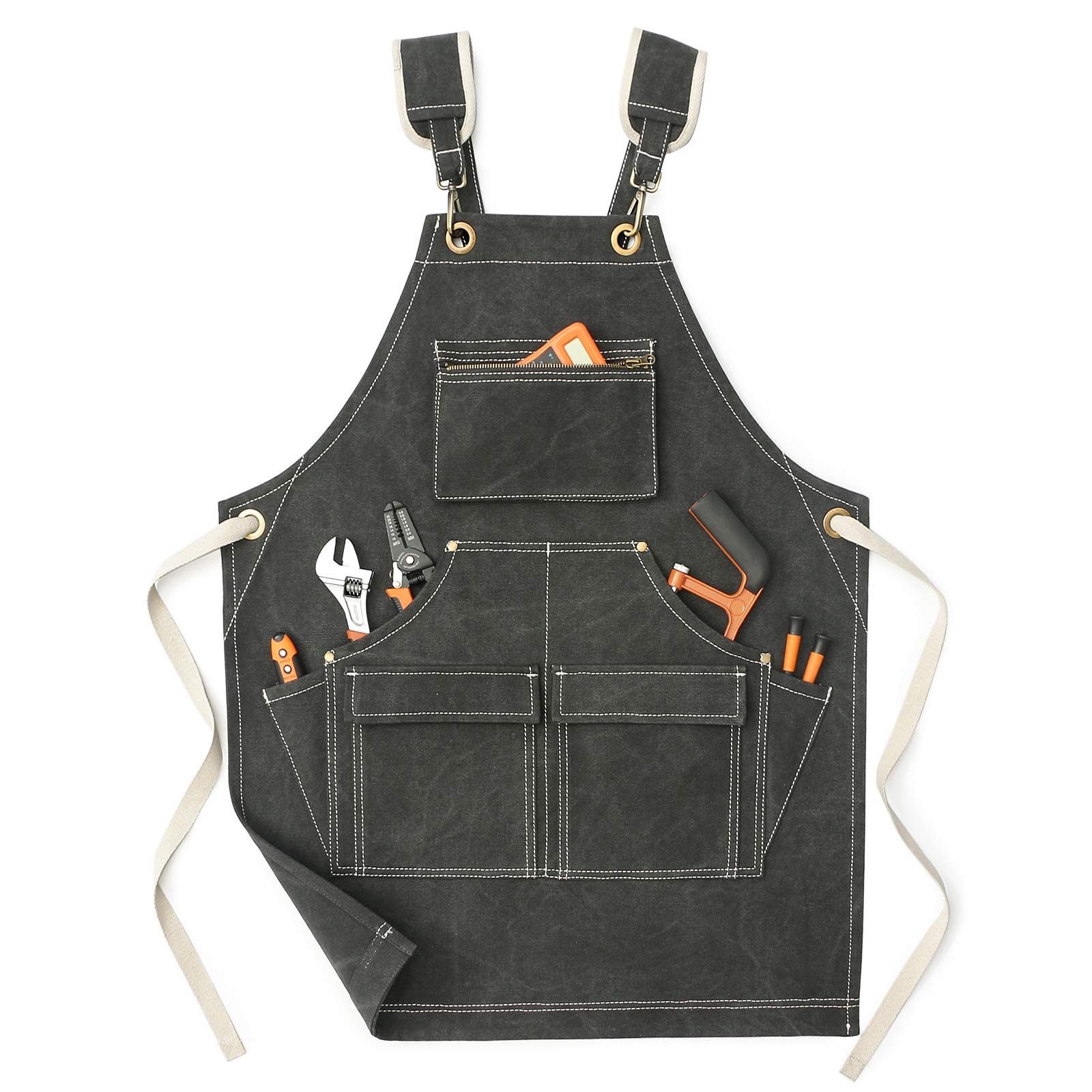 Jeanerlor - Wasserdichte Segeltuch-Schürze aus Baumwolle mit Taschen für Damen und Herren
