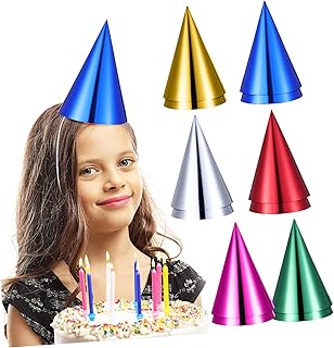 DIKACA 12 Piezas sombrero de fiesta sombreros de cumpleaños adultos cono Ropa de cabeza de cumpleaños vistoso azul cónico Sombreros de fiesta de año nuevo sombreros de fiesta retro Papel