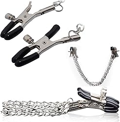 Pinzas para pezones ajustables de metal 30 cm con cadena para mujeres y hombres Estimulador de pezones SM Fetiche BDSM para parejas principiantes y avanzados FOPS I05