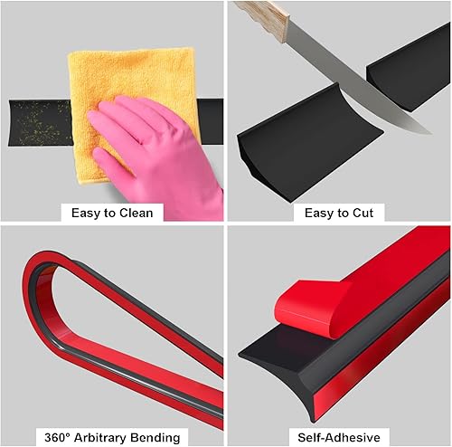 Miniatura 6 de Duzzy Presa de agua plegable para umbral de ducha, barrera de protección de agua de ducha de silicona autoadhesiva adecuada para bañera, fregadero