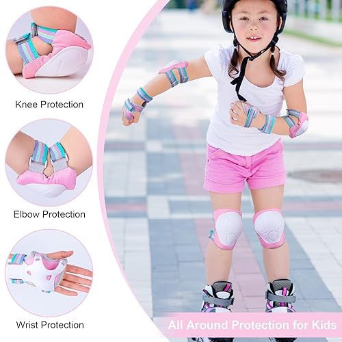 Miniatura 2 de FIODAY Rodilleras para niños, rodilleras y coderas, muñequeras ajustables para patinaje en línea, ciclismo, monopatín, scooter de 3 a 8 años