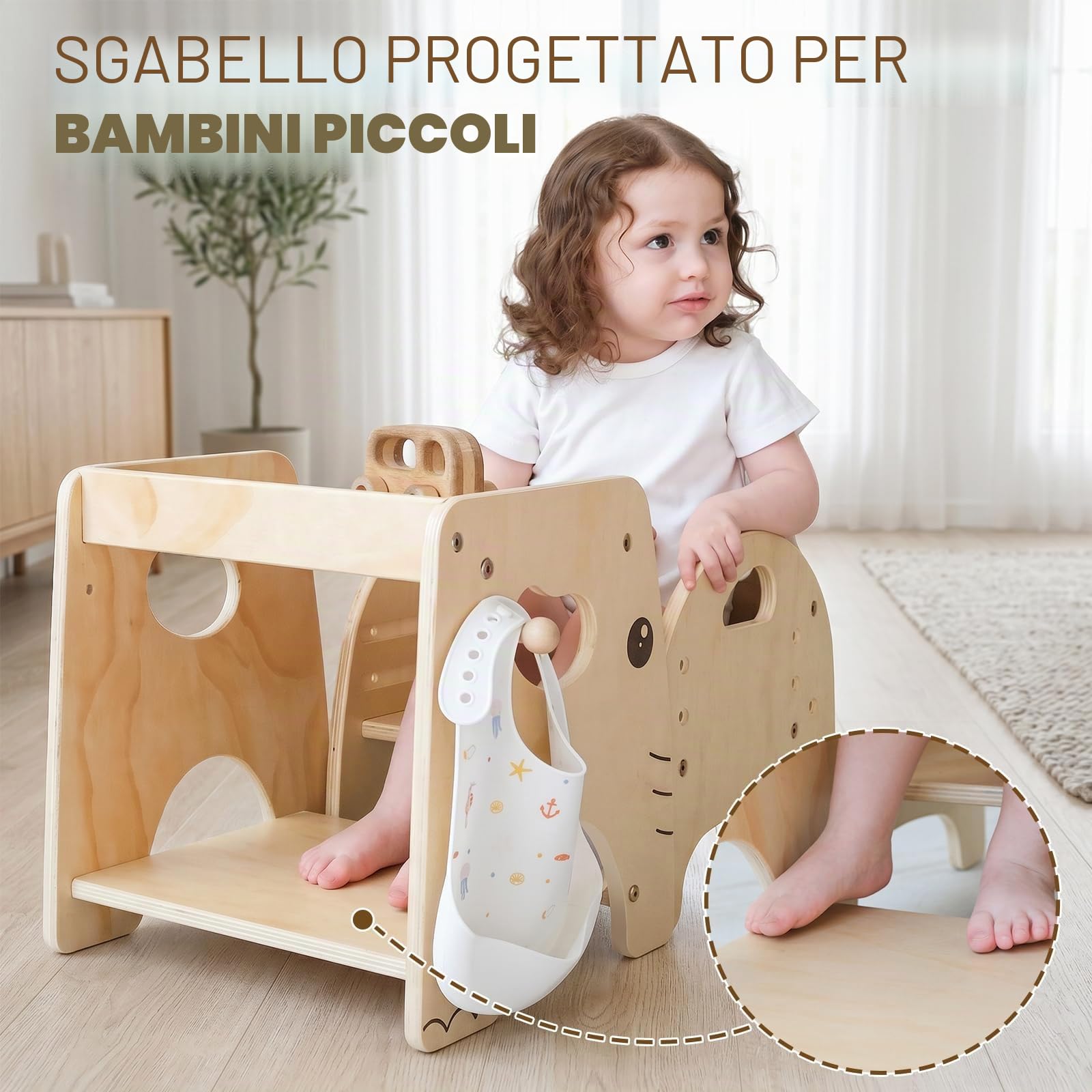 Lehoo Castle Set tavolo e sedia per lo svezzamento Montessori per bambini da 1 a 3 anni | Altezza regolabile, mobili in legno per attività del bambino, auto-alimentazione, disegno, apprendimento e gioco