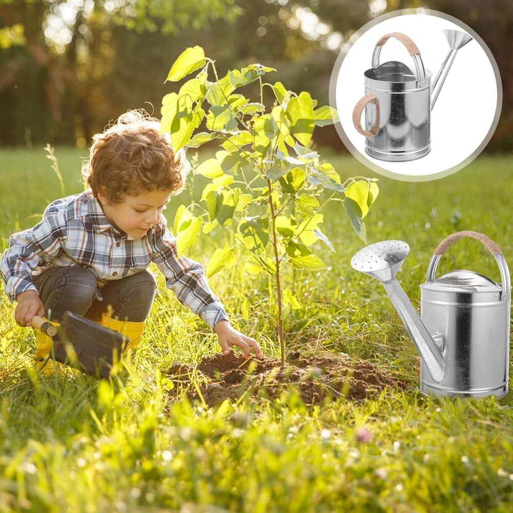 Annaffiatoio in metallo con beccuccio per innaffiatoio bollitore per interni ed esterni, casa e giardino, 5 litri