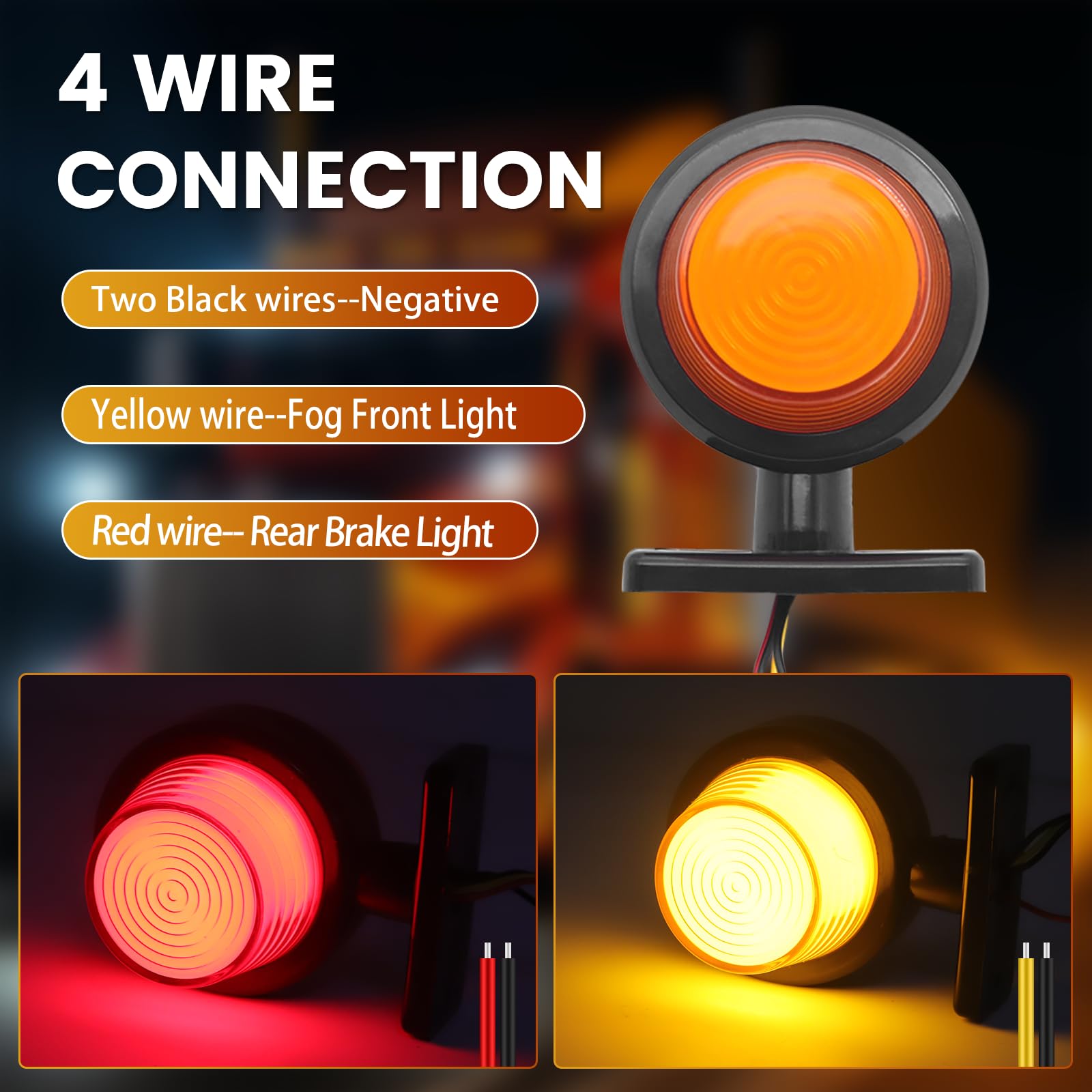 2PCS LED luces de posición lateral 12V 24V, indicadores laterales de remolque universales luces de liquidación advertencia de doble cara luces para remolque camión RV (Amarillo&Rojo)