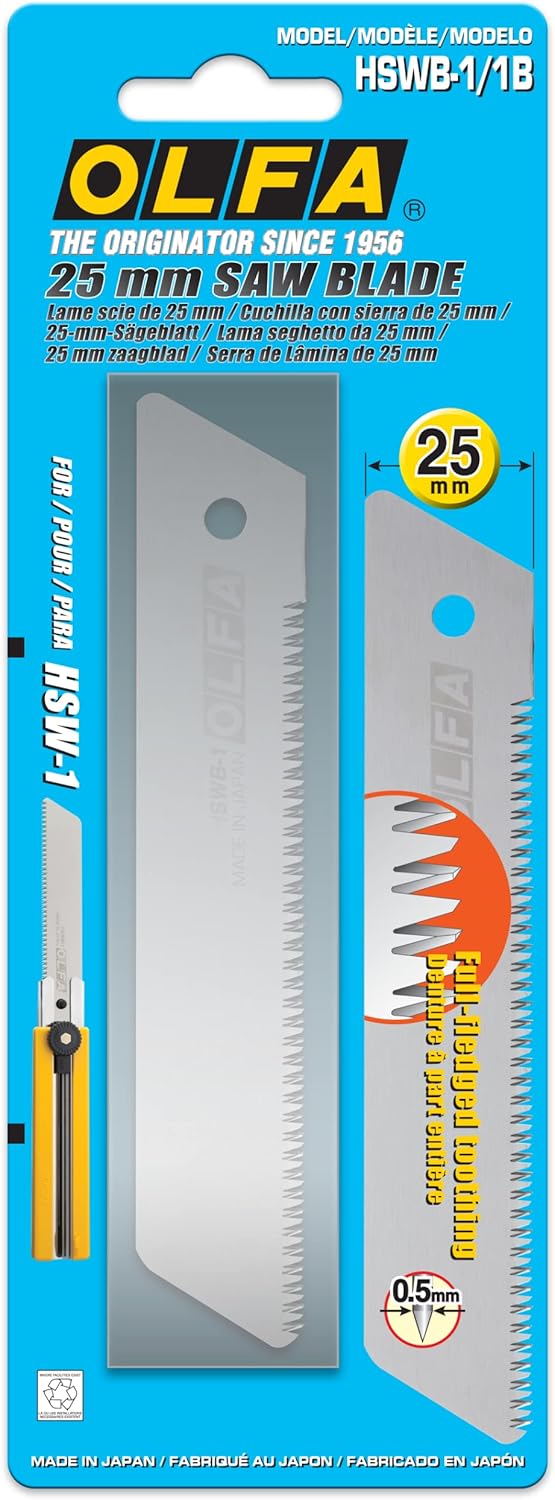 OLFA 25mm Extra Heavy Duty Saw Replacement Blade, 1 Blade (HSWB-1/1B) - Serrated Utility Knife Razor Blade Cutter Replacement Blade, Fits any 25mm Utility Knife