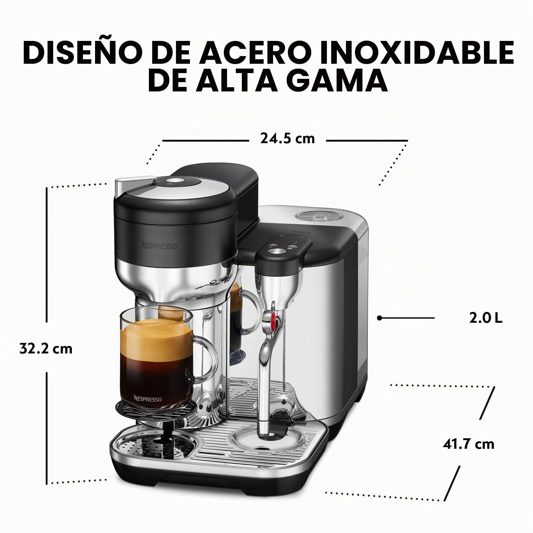 Nespresso Vertuo SVE850BTR4EBL1 Lattissima, sistema para recetas de café, cafetera para cápsulas Vertuo, 2,0 litros, por Sage, Black Truffle