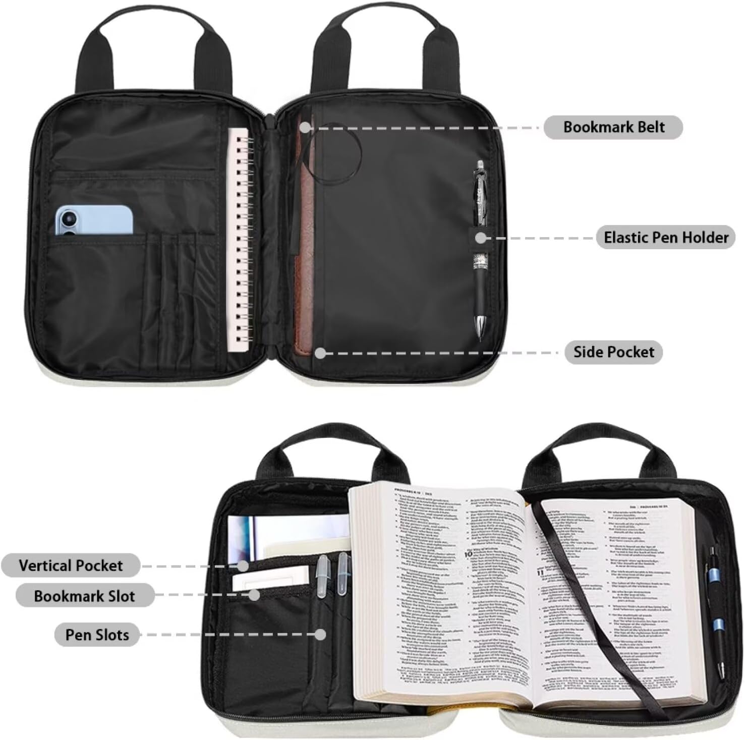 Xoenoiee Dachshund Dog Print Bible Cover Tote Bag with Bookmark