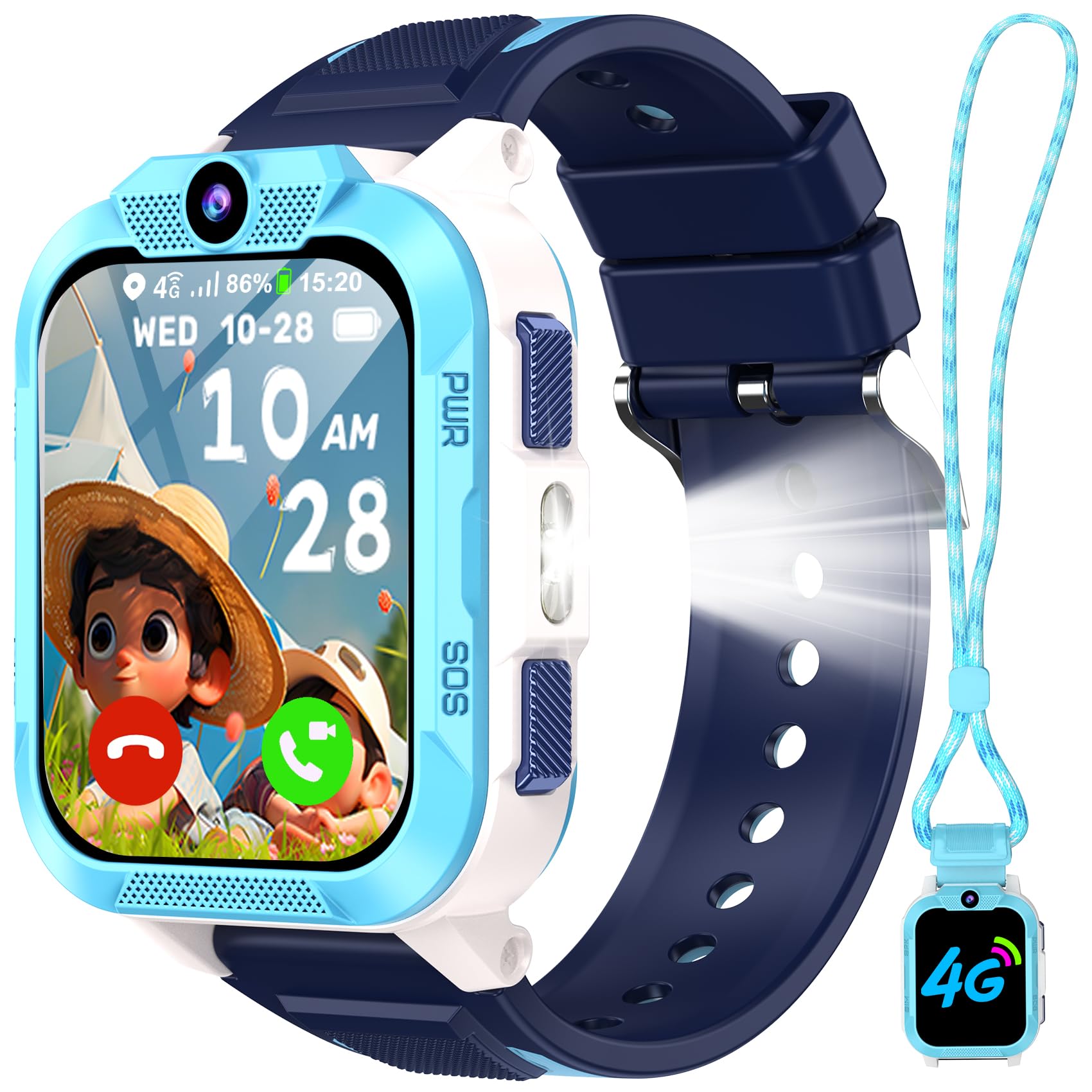 Baolubao Smartwatch Bambini, 4G Smartwatch Bambini con Videochiamate, Chat Vocale, GPS, 1.85" Orologio Intelligente con Chiamate,Torcia Bicolore,SOS,Sveglia,Modalità Scuola, Batteria Grande da 850 mAh