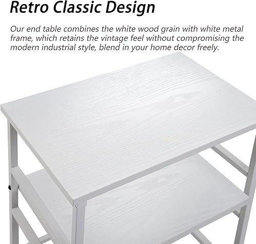 Miniatura 6 de Mesita de noche, mesitas de noche con cajón de almacenamiento de tela y estante de madera abierto, muebles de noche, mesa de noche con cajones, mesa