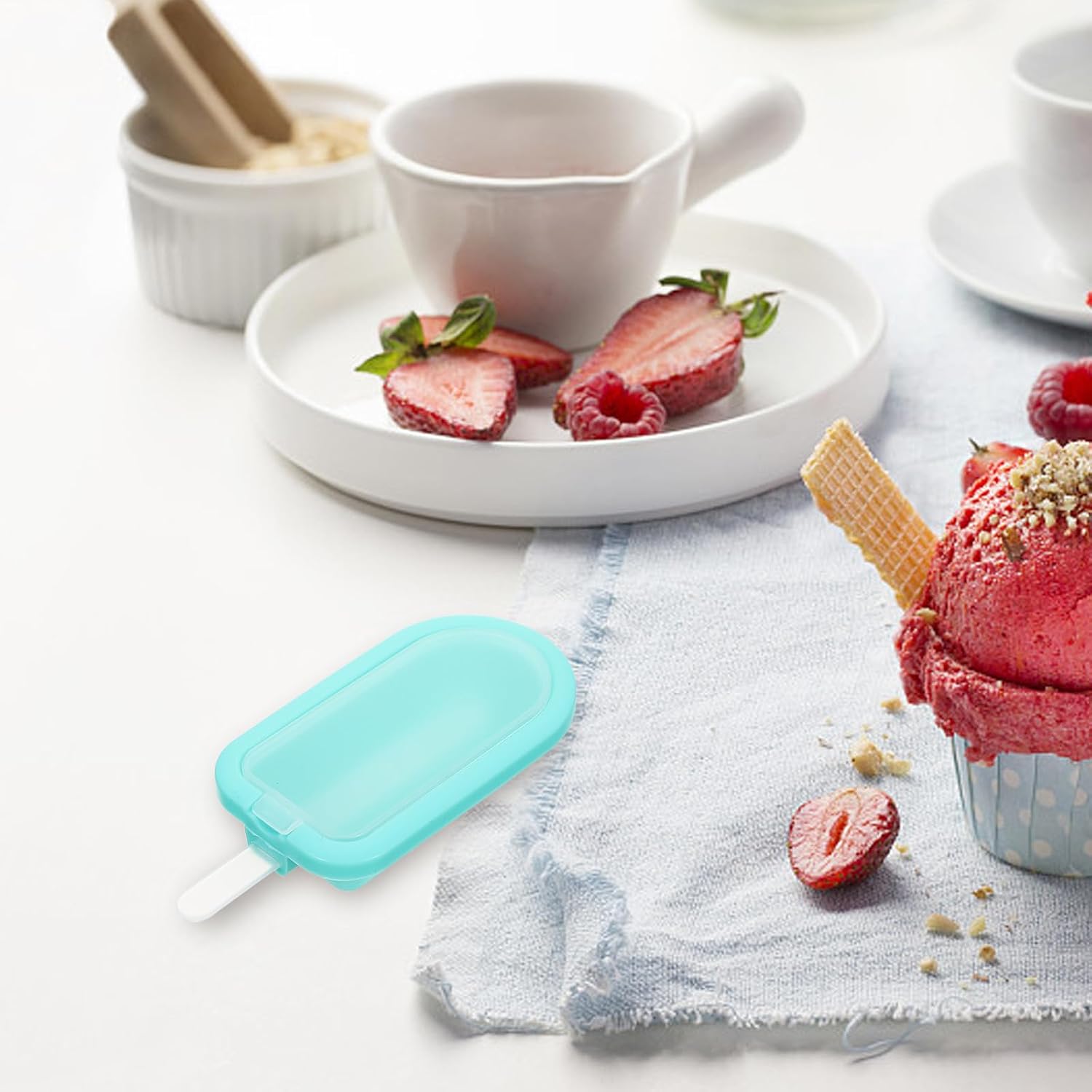 8pcs Silicone Ice Cream Mold Set Mini Heart Treat Shapes Summer Ice Pop Maker for Household Kitchen Use