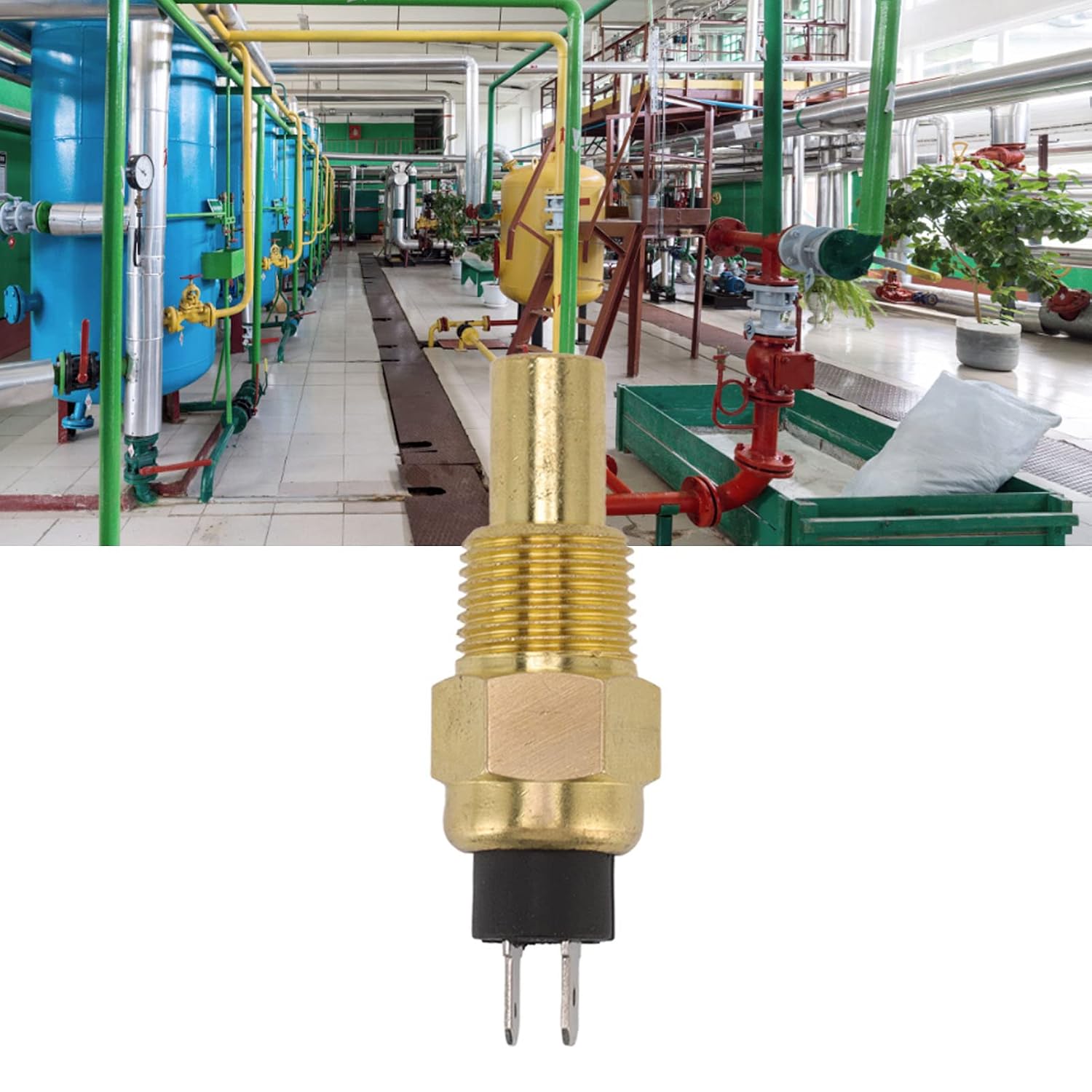 12V/24V Engine Coolant Temperature Sensor, 3/8 NPT Brass Water Temp Sensor for Car & Truck - Accurate Monitoring, Easy Installation, Durable Replacement Part (2.48x0.79x0.79in)