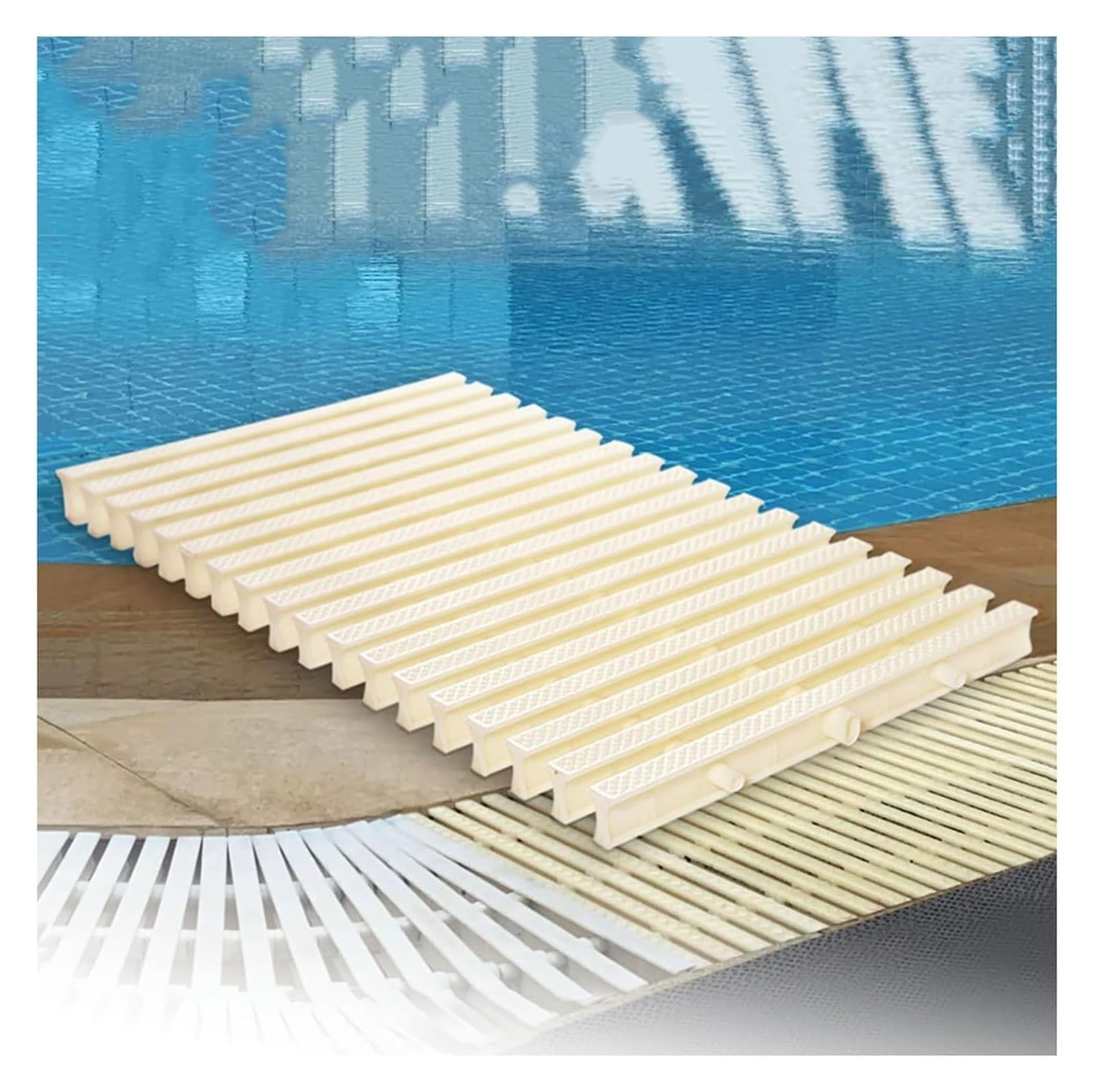 Grille de drainage de piscine épissable rotative à texture losange pour caniveau