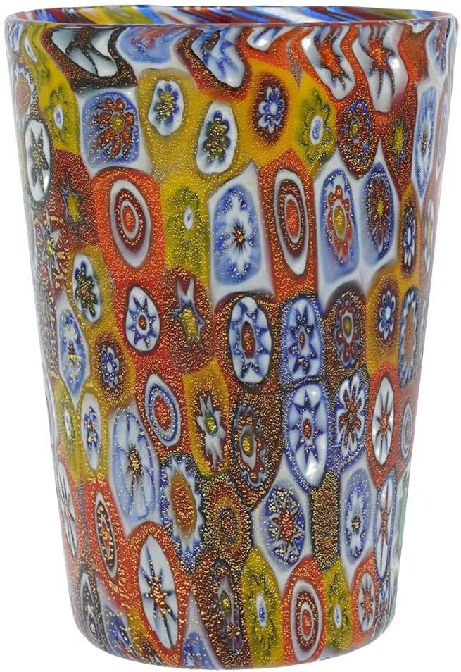 Glass Of Venice Murano Glass Tumbler - Golden Quilt Millefiori