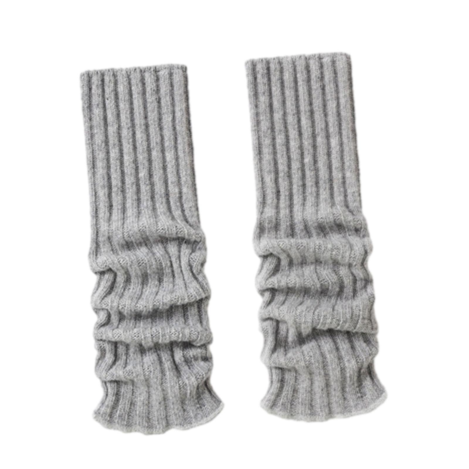 Calentadores de piernas de punto, medias altas góticas, para mujer, invierno, otoño, 44 cm, beige