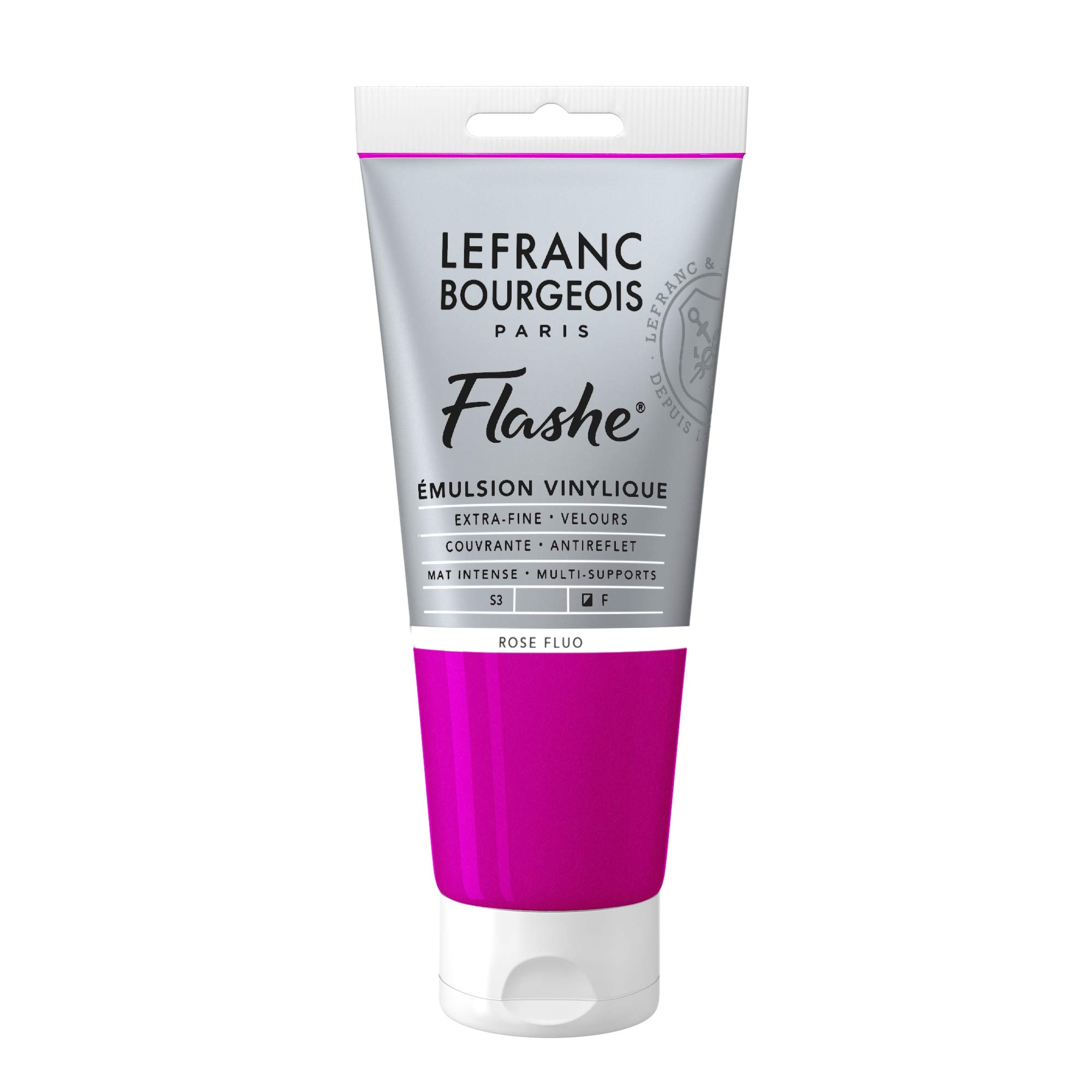 Lefranc Bourgeois Flashe, Extra-Fine Acrylic Vinyl Emulsion, Artists Quality, Fluorescent Pink, 80ml Tube