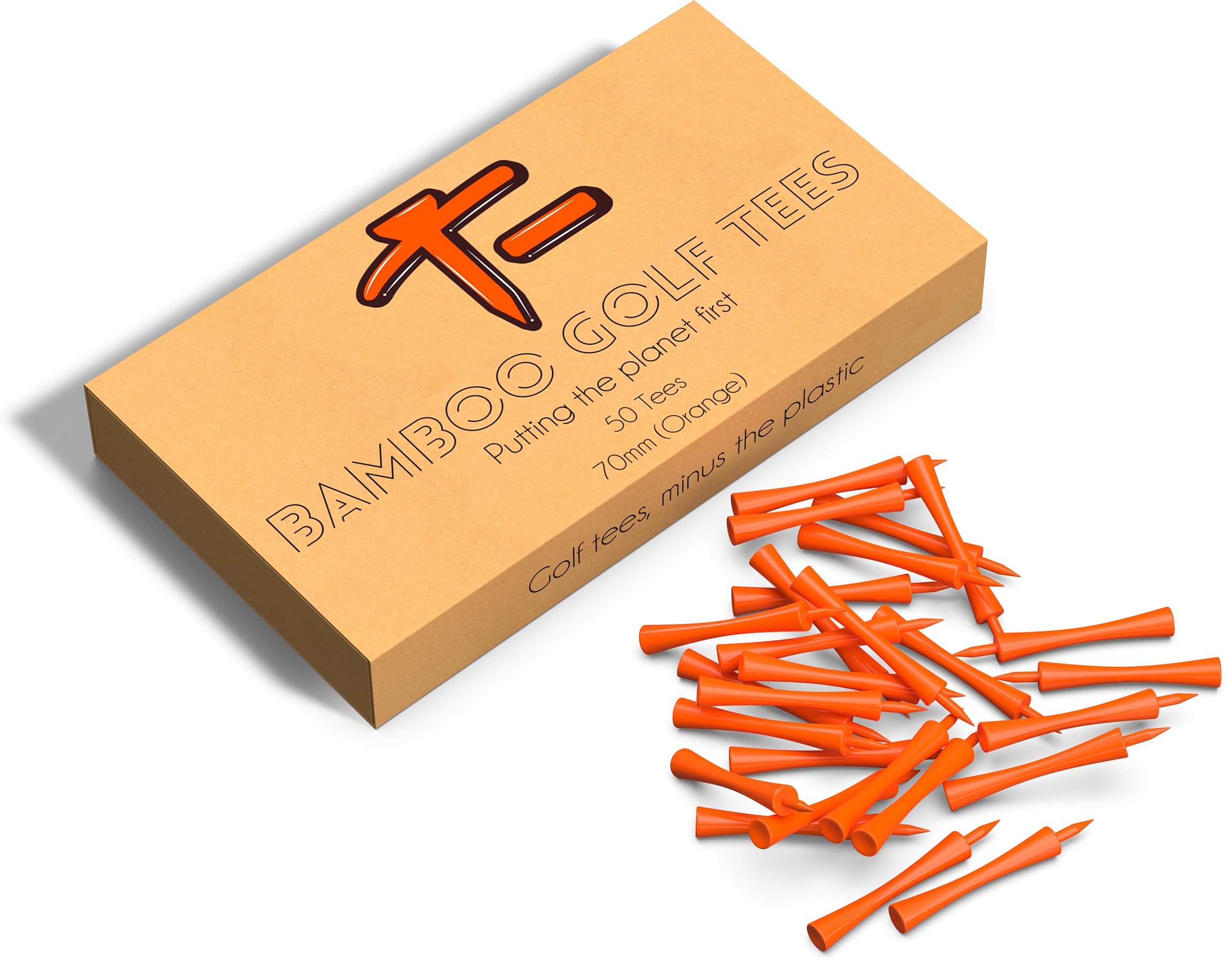 T- Bamboo Golf Tee - 50 x Castle Tee - Strong, Sturdy and Eco-Friendly - Bamboo Pitch Mark Repair Tool