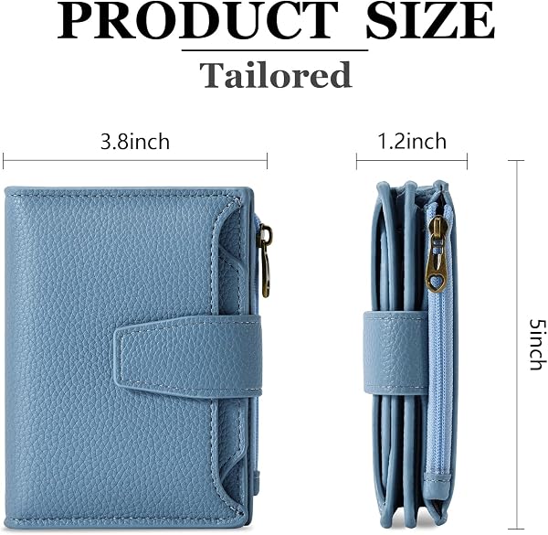 Airkit Small Wallet Women RFID Blocking Soft Leather Bifold Compact Card Holder Wallet for Women with Zipper Coin Pocket 4 ID Window - 3