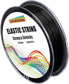 LIS HEGENSA Elastic Bracelet String Cord Stretch Bead Cord for Jewelry Making and Bracelet Making Kits Transparent Stretchy String for Bracelets Black 160ft/50M0.8mm