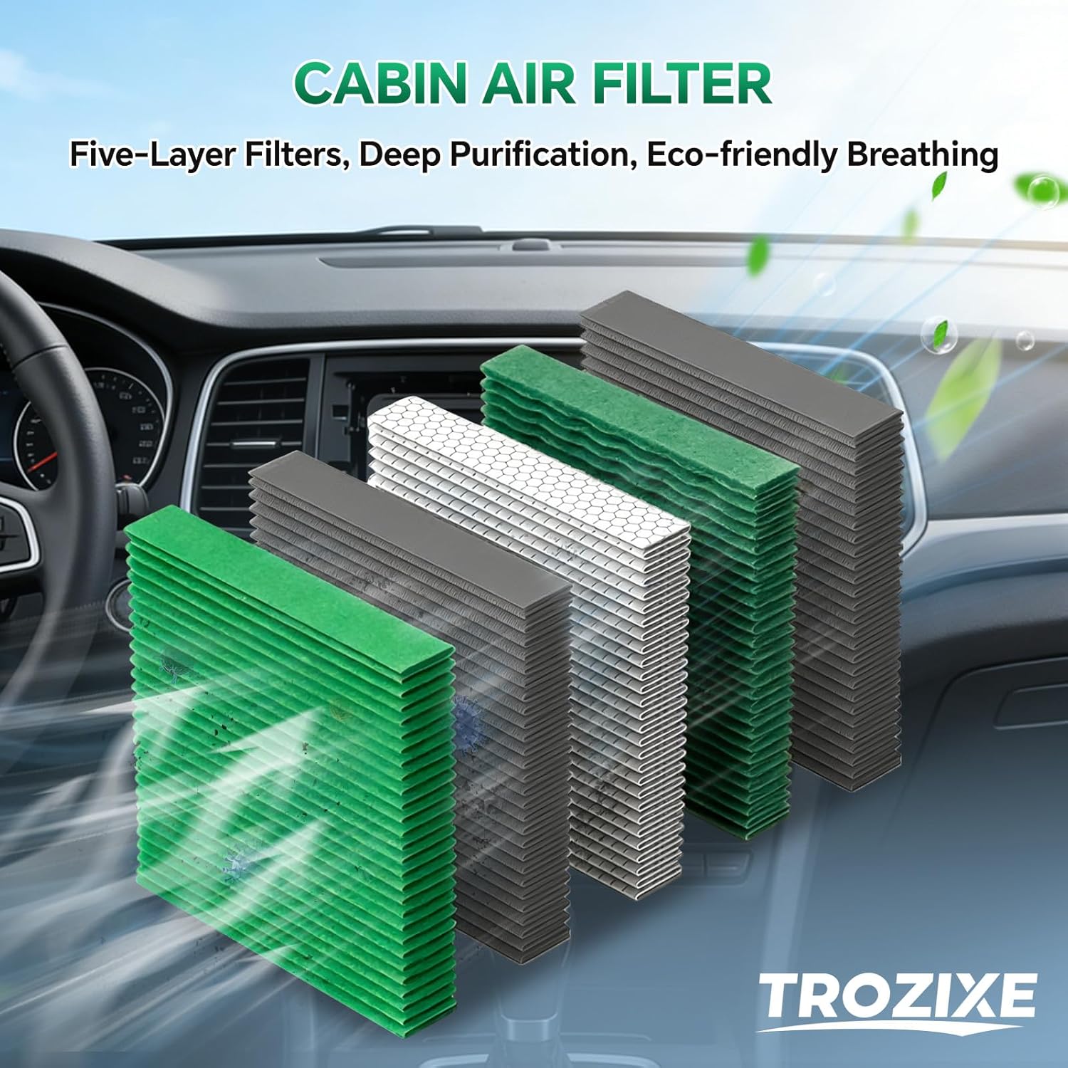2PCS Engine Cabin Air Filter Set for 2011-2019 EXPLORER, 2010-2019 FLEX, 2009-2019 TAURUS, 2010-2016 MKS, 2010-2019 MKT, Replacement for CF11176 CA10242