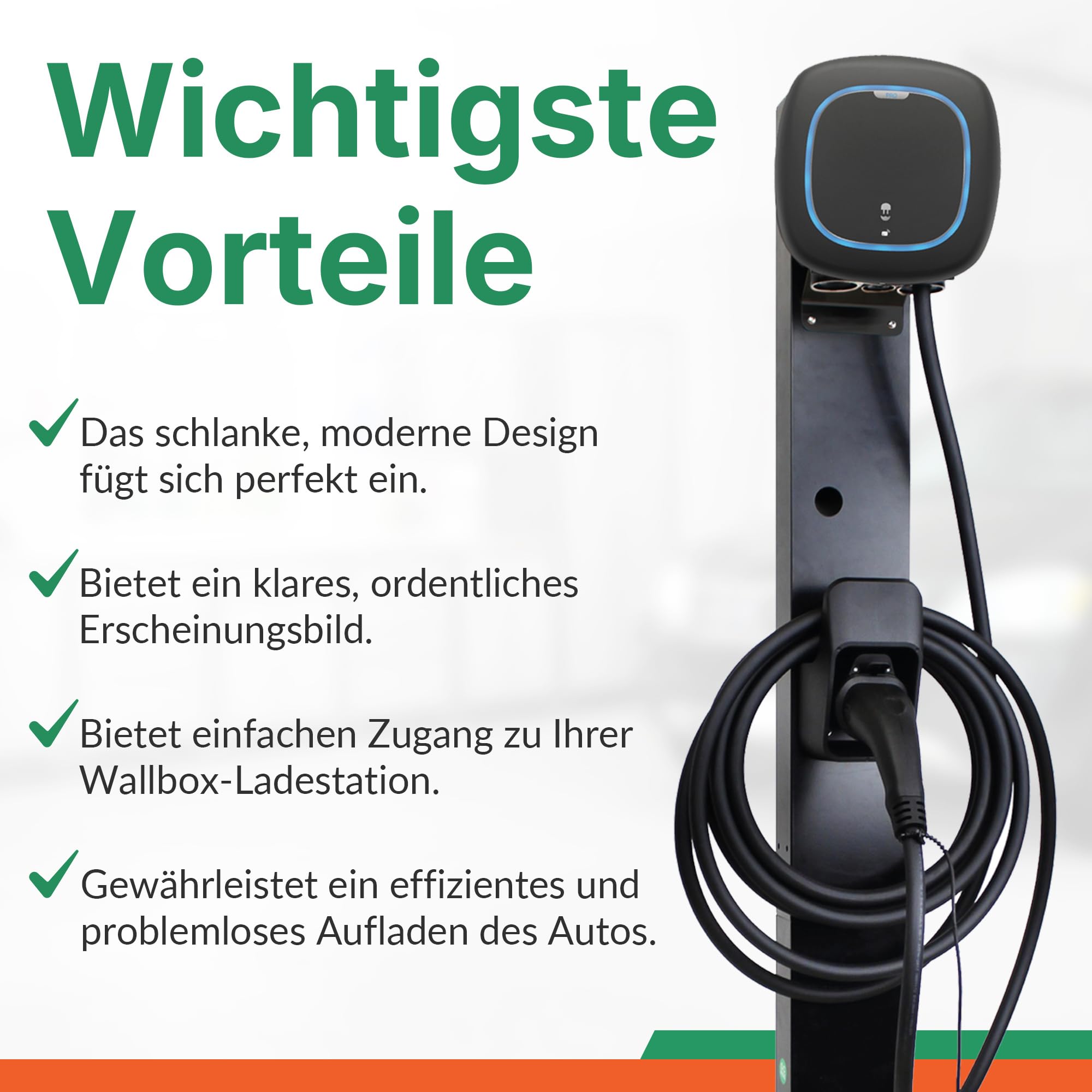 LDY Wallbox Standfuß für Wallbox Pulsar Pro, Freistehende Installation für Einfahrt oder Parkplatz, Für den Außenbereich, Metall Standfuß mit Steckerhalter